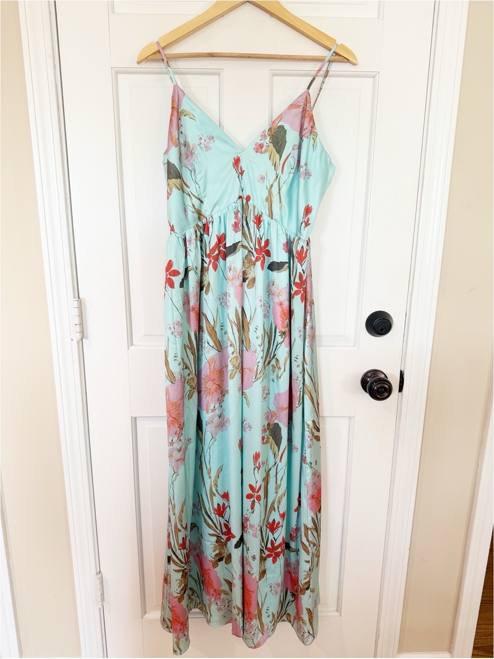 Magnolia Boutique Aqua Floral Maxi Dress L